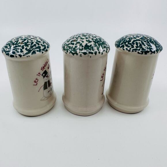 Atico Let It Snow Stoneware Sugar/Salt & Pepper Shaker Set of3 Christmas/Holiday - Picture 6 of 8